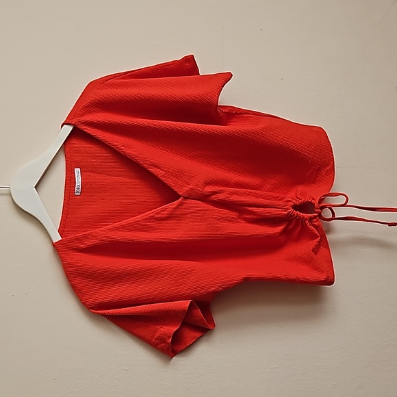 Zara red orange top blouse size M - Picture 2 of 7